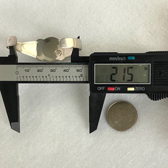 VTG Sterling Silver 925 Mexico Crushed Stone Aztec Cuff Bracelet FLAW Sz 6.25 - Picture 14 of 16